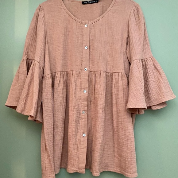 Clay Crepe Fluttersleeve Blouse - Picture 2 of 4